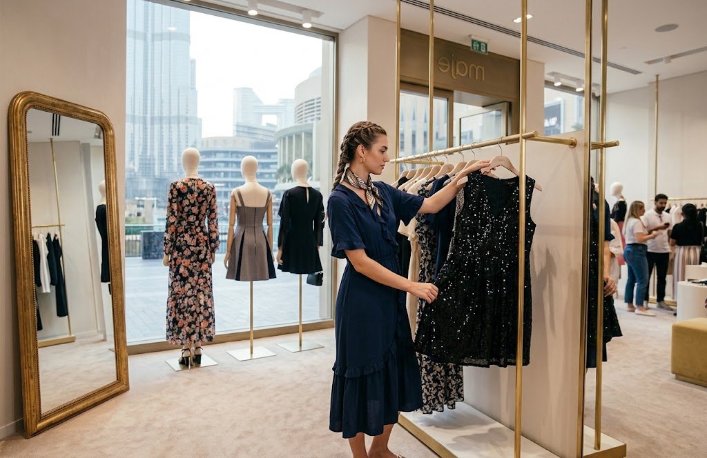 Maje contemporary women's dresses in Dubai fashion boutiques